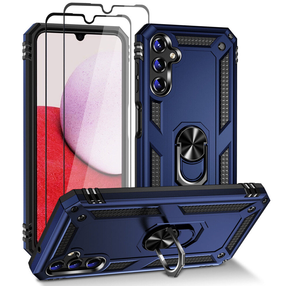 Compatible With Samsung Galaxy A14 5G Case With Screen Protector, Military-Grade Shockproof Cover With 360 Rotating Kickstand - Blue 974856495764