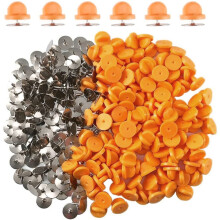 100pcs PVC Rubber Pin Backs Heliltd Buttons Clutch Pins Ceangail Pins Bána le haghaidh Suaitheantas Éide, Sealbhóir Cúltaca Clasp Pin Lapel Pins
