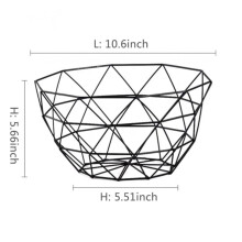 Geometric Metal Fruit Basket – Decorative Bowl for Fruits, Veggies, Bread & Snacks, Wire Countertop Rack for Kitchen, Table, Centerpiece