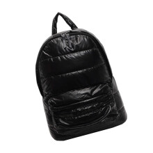 Women's Large Capacity Metallic Quilted Puffer Backpack Travel School Adjustable Shoulder Bag with Zippered Multi Pocket