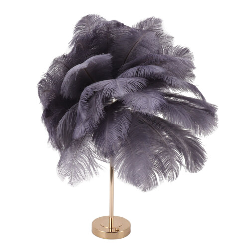 Feather Table Lamp 3 Color Dimmable Touch Bedside Light USB Gray Modern Decor
