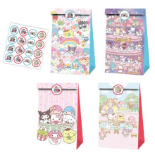 12 PCS Party Favor Candy Bags for Sanrio Cartoon Themed Birthday Supplies Decor Kraft Paper Gift Bag.