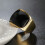 Gold-Plated Stainless Steel Brown Stone Ring 1
