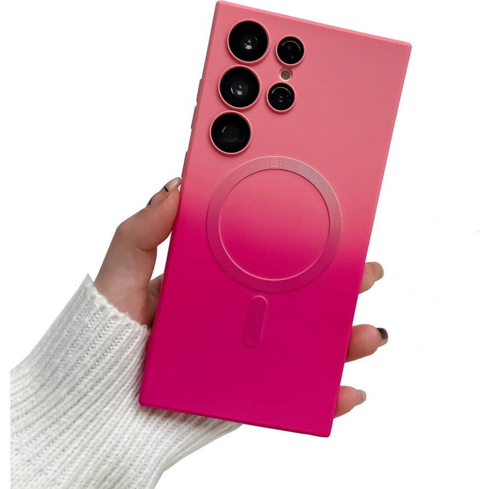 Magnetic Case Compatible With Samsung Galaxy S23 Ultra & MagsafeâUltra Slim, Shockproof, Camera Protector, Luxury Gradient Pink/Rose Red 9426043826567