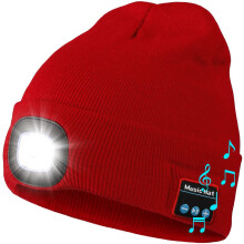 Hata Beanie Bluetooth5.0 le Solas LED, Cainteoirí & Micreafón Tógtha Isteach, USB In-athluchtaithe, 3 Mhód Gile, Caipín Cniotáilte Te - Ag luí
