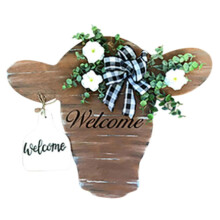 Cow Head Door Sign – Welcome Plaque for Garden, Porch, Fence, Wall; Housewarming/Wedding Gift; Compatible with Home, Cafe, Restaurant, Office