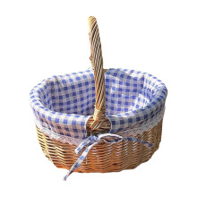 Wicker Basket with Handle – Handwoven Storage, Picnic, Fruit, Bread & Home Organizer – Versatile Wicker Basket