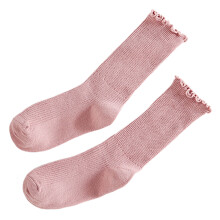 Cute Ruffle Ankle Socks for Women Cotton Soft Solid Color Ribbed Knit Lettuce Edge Low Cut Middle Tube Frilly Crew Socks Pink(1 pair)