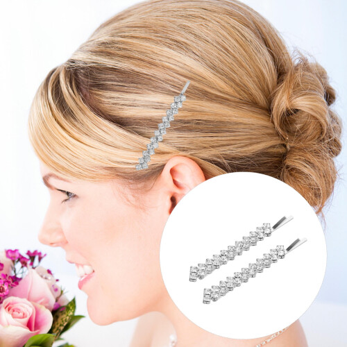 2 Pairs Decorative Bobby Pins Silver for Anniversaries