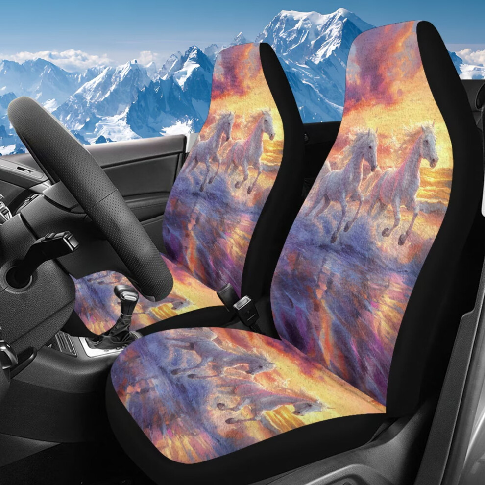Premium Horse Highback Bucket Seat Covers, 2 Pcs Â Universal Fit For Cars, Trucks, Suvs, Vans; Compatible With Most Vehicles White 9128909379544