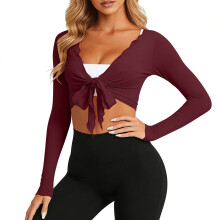 Women's Wrap Cardigan Long Sleeve Tie-Front Lightweight