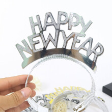 6 Pcs Happy New Year Headwear Silver Aluminum Headbands for Kids Daily Wear