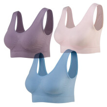 3-Pack Seamless Sports Bra Wirefree Yoga Bra with Removable Pads for Women