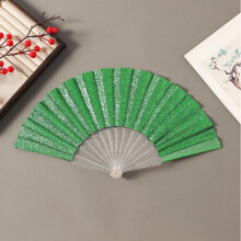 Portable Folding Fan Solid Color Glitter Plastic Fan for Wedding Travel Party Dancing Cosplay Gift Fan