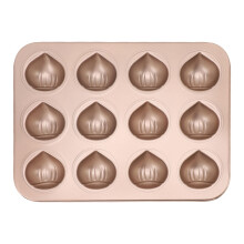 12-Cavity Carbon Steel Muffin & Dessert Pan – Non‑Stick, Easy Clean, Chestnut Shape, 10.24x14.17in