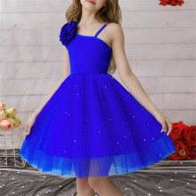 Girls Summer Sleeveless Off Shoulder Mesh Princess Dress with Round Neck Casual and Elegant Style