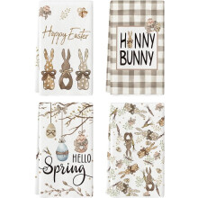 Easter Bunny Eggs Kitchen Towels Set of 4, 18 x 26 Inch Dish and Hand Towels for Spring Seasonal Decoration