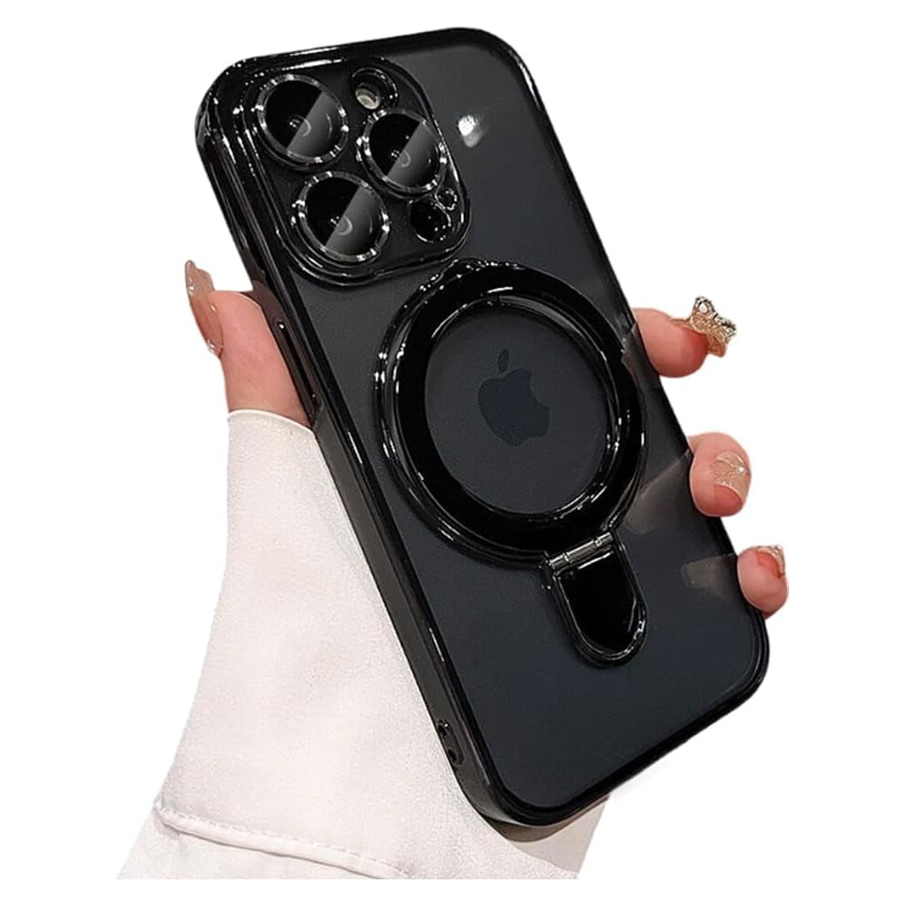 [Compatible With Magsafe] Clear Shockproof Iphone 12 Pro Max Case With Ring Stand, Kickstand & Camera Lens Protection Purple 9426043674113