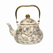 Vintage Enamel Tea Kettle, Stovetop Teapot, Floral Porcelain Enamel Steel Kettle for Home Kitchen, 1 Count