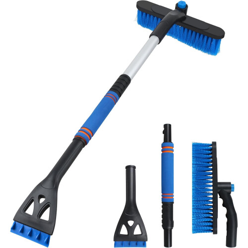 Snow Brush & Ice Scraper 32 inch Aluminum Extendable with