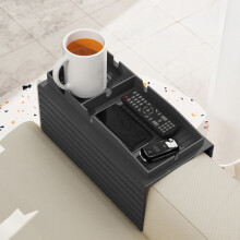 Sofa Armrest Tray with Cup Holder, Silicone Couch Drink Holder & Storage Organizer – Compatible with Most Sofas