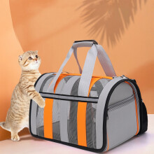 Breathable Mesh Cat & Dog Carrier (up to 15 lbs), Portable Kennel with Washable Waterproof Pad – Gray