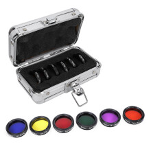 6‑Piece 1.25” Color Telescope Filter Kit with Shock‑Proof Storage Box – Moon, Planet & Star Contrast Enhancer