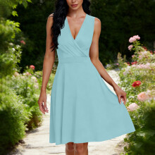 Women's Nightgown V Neck Sleeveless Slim Fit with Pocket Mid Calf Length Simple and Comfortable
