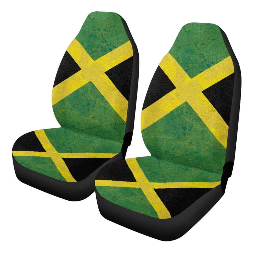 Car Seat Covers Velvet Jamaican Flag Set Of 2 Coral 9085618973282