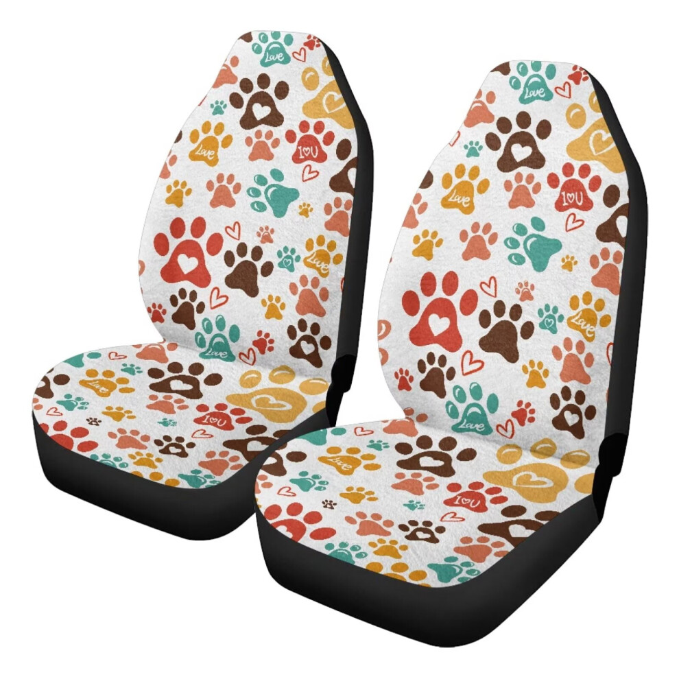 Car Seat Covers Set Of 2, Auto Accessories Decor, Universal Soft Blanket Cloth Cute Dog Paw Seat Cover Front Set Fit For Most Automotive Truck Suv Coral 9122141093633