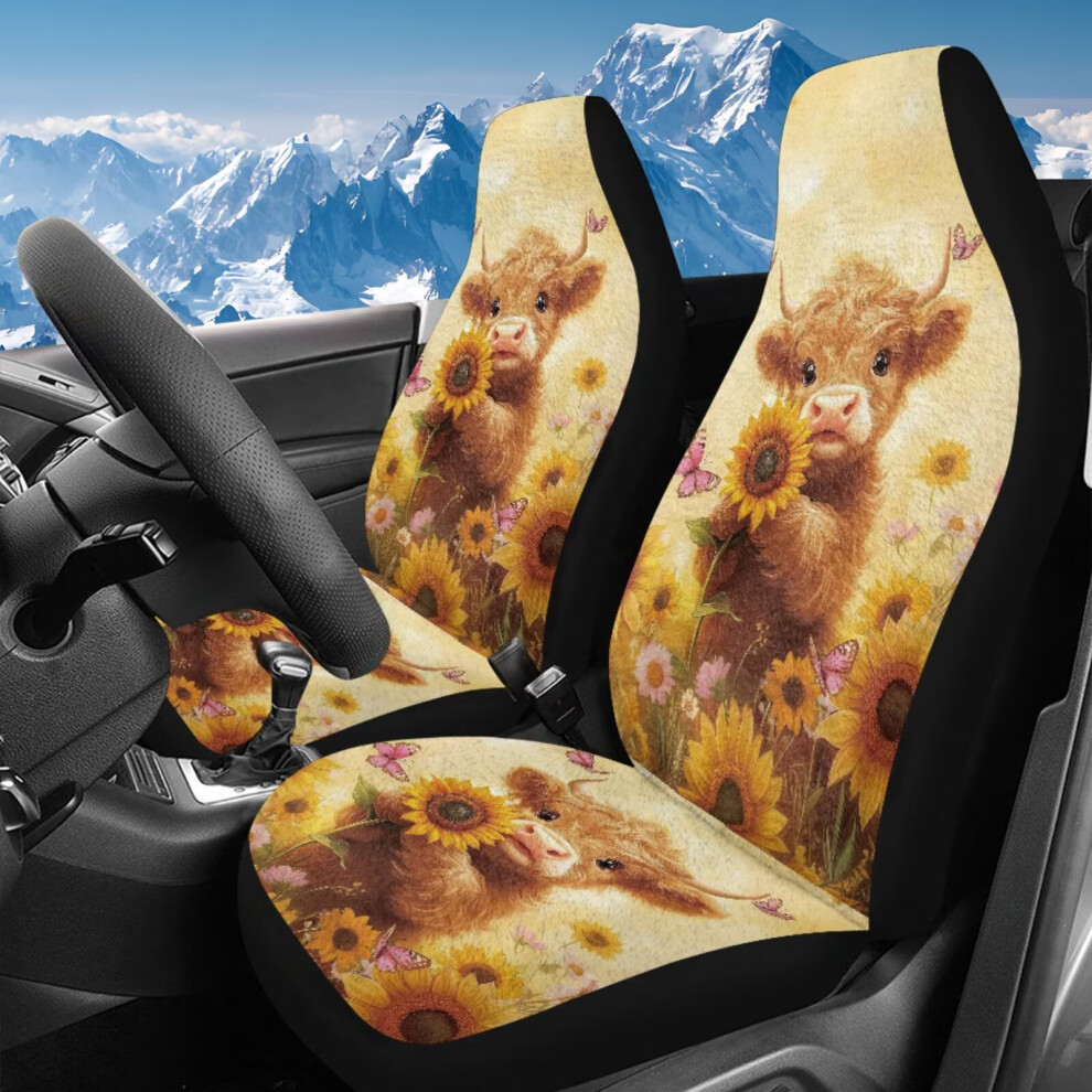 2Pcs Front Seat Covers, High Back Breathable Sunflower Design, Universal Fit For Most Sedans, Trucks & Suvs, Compatible With Oem Seats Coral 9122141093695