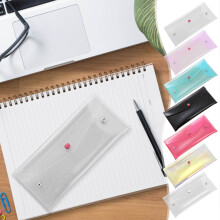 XiYing Transparent Frosted Pencil Case with Zipper, Large Capacity Stationery Organizer for Exam Supplies – Compatible with Standard Pens & Pencils