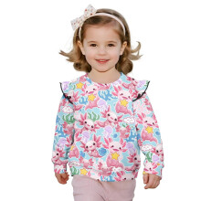 Sweatshirt Long Sleeve Crewneck Pullover Tops Ruffle Shoulder Axolotl Coral Jellyfish Sweatshirt for Girls 7-8Y Kids Sweatshirts Fall Winter Sweater