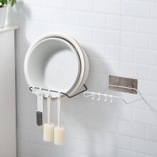 Black Wall-Mounted Basin Storage Rack Iron 1 Piece