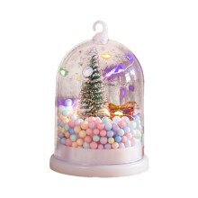 Christmas Luminous Snow Globe with Xmas Tree Ornament, Small Night Lights Tabletop for Winter Home Wonderland Party Decor