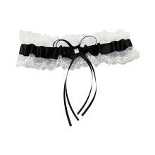 Elastic Bow Leg Garter with Lace Trim for Women's Fashion, Cosplay Performances & Wedding Accessories
