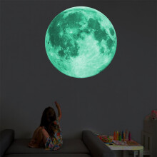 Adesivo murale luna 3D fosforescente, decalcomania pianeta in PVC rimovibile per camera da letto/soggiorno/sala giochi - Diverse dimensioni (5–40