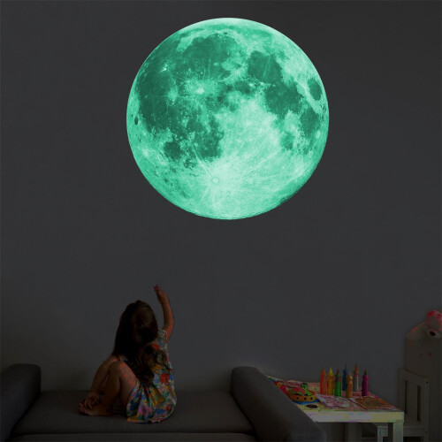 Αυτοκόλλητο τοίχου Glow-in-the-Dark3D Moon, αφαιρούμενο αυτοκόλλητο πλανήτη PVC για