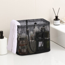 Mesh Toiletry Bag with Wide Opening & Snap Closure – Breathable, Easy-Clean, Portable Travel & Beach Organizer