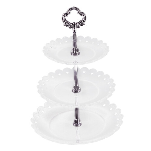 Transparent dessertdisplay med tre lag serveringsfad til bryllup og hjem