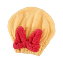 Coral Fleece Hair Drying Cap for Women – Thick, Super Absorbent, Quick-Dry, Non-Slip Elastic Band, with Bow – 1 Piece
