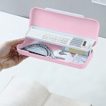 Pastel Pink Plastic Pencil Case – Double-Layer Storage,