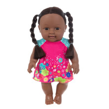 Black Reborn Baby Doll, 30cm Vinyl Toy with Curly Washable Mohair Hair, Soft Cotton Body, Hand-Painted Nails – Compatible with Photography & Art