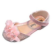 Girls Sandals Open Toe Cute Butterfly Princess Girls Flat, Sparkly Summer Dress Shoes Sandals Red 8.5-9 Years