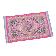 1:6 1:12 Woven Rug Dollhouse Floor Covering Furniture Accessories Floor Carpet Mini Turkish Mat for Living Room Bedroom Decor Rose