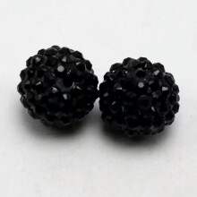 20 piezas de gemas acrílicas de diamantes de imitación, cuentas de bola DISCO pavé de 16 mm, espaciadores para la fabricación de joyas - Negro