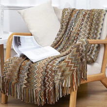 Cozy Throw Blanket for Couch and Office with Soft Acrylic Knit Suit for Relaxation and Air Conditioning Relaxed 70.9x50in Brown