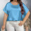 Women's Plus Size Round Neck Short Sleeve Blouse Solid Color Casual and Comfortable 1