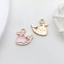 Lot de 10 pendentifs en émail rose en forme de baleine (12 x 14 mm) pour la création de bijoux faits main.