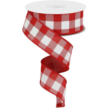 Plaid Wired Ribbon, Tan White Craft Supply to Make Handmade Wreath, 10 Yard, DIY Bow, Checkered Christmas